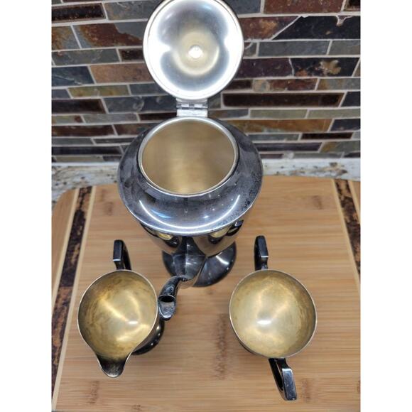 Vintage Coffee Service, Silver Plate, Server Pot, Sugar Creamer Set - Picture 3 of 7